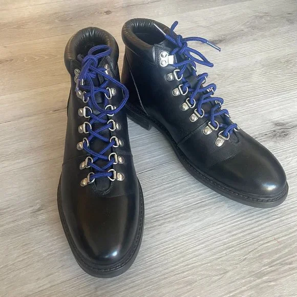 UO Hiker Black Leather Boots HIKER Black Multi Platform Lug Lace-Up Women main image 4